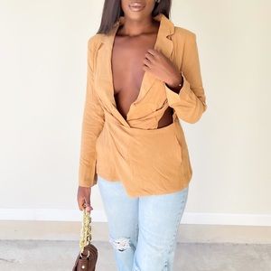 Cut-Out Blazer Top